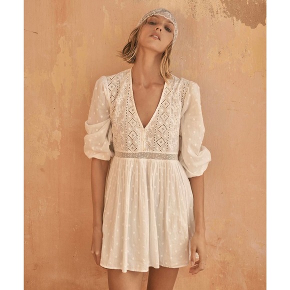 ZARA SWISS DOT EMBROIDERED DRESS WHITE - Picture 5 of 15